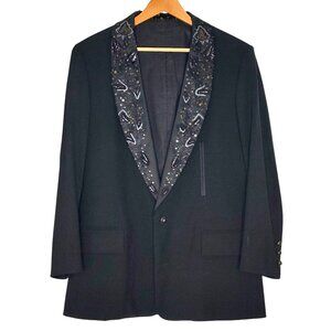 Roberto Cavalli Blazer Beaded Embellished Lapel Black L Formal Tuxedo Designer